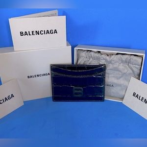 BALENCIAGA hourglass card holder black CROCODILE (100% AUTHENTIC/ NEVER USED)